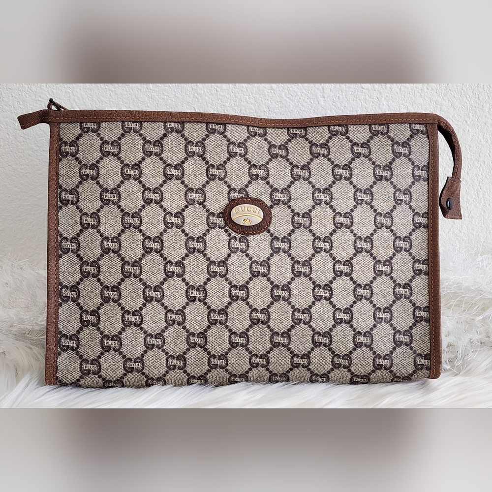 Gucci Plus GG Monogram, Italy Pouch PVC Vintage